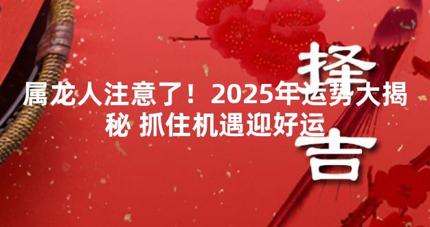 属龙人注意了！2025年运势大揭秘 抓住机遇迎好运